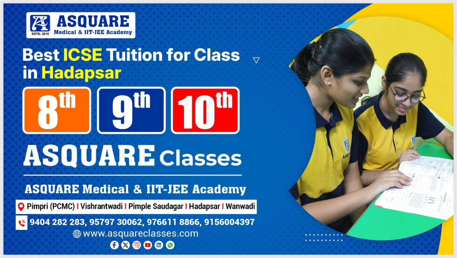 Best ICSE Tuition Classes for Class 8th, 9th & 10th in Hadapsar – ASQUARE Academy