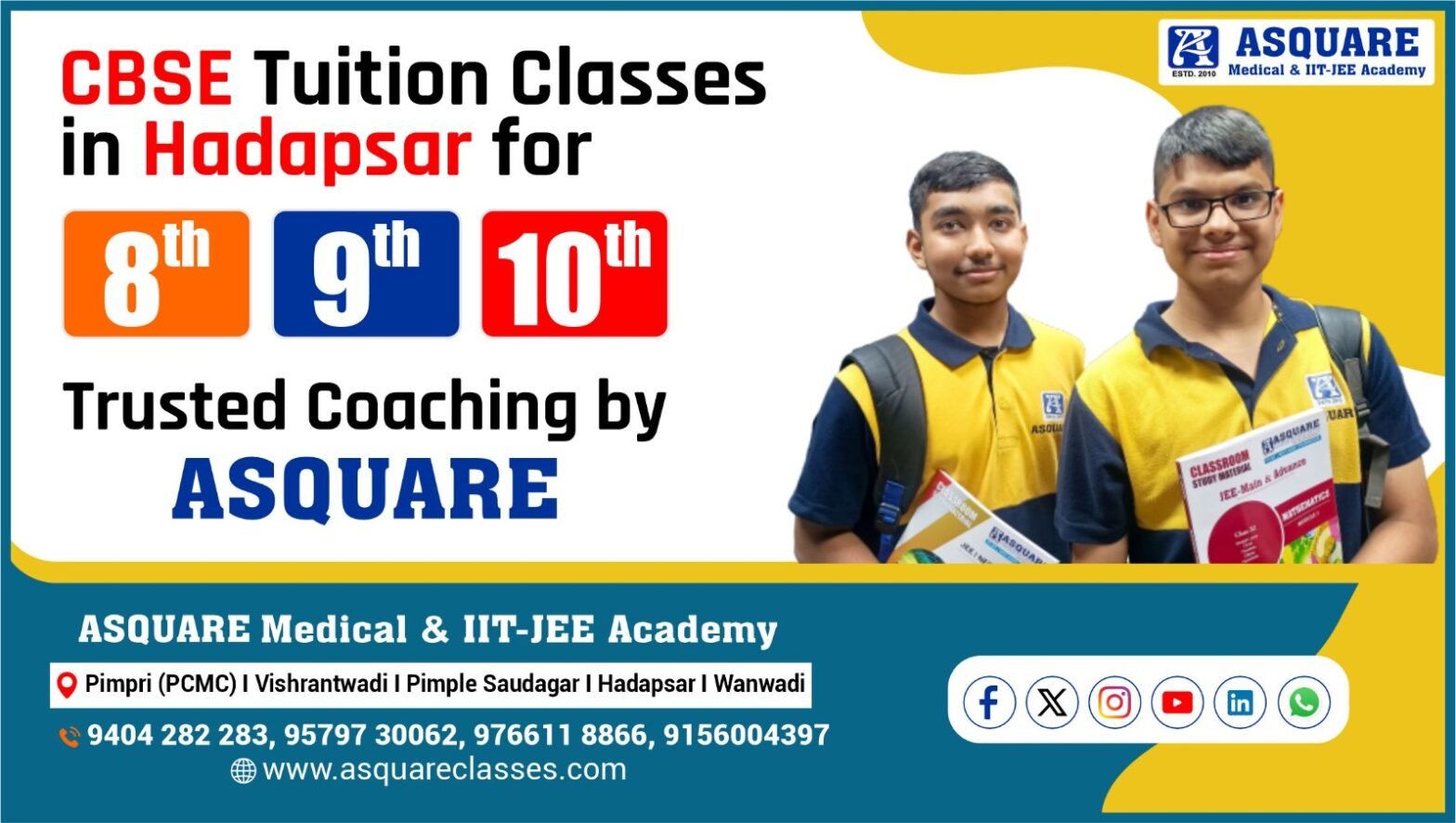 CBSE Tuition Classes in Hadapsar for 8th, 9th & 10th – Trusted Coaching by ASQUARE