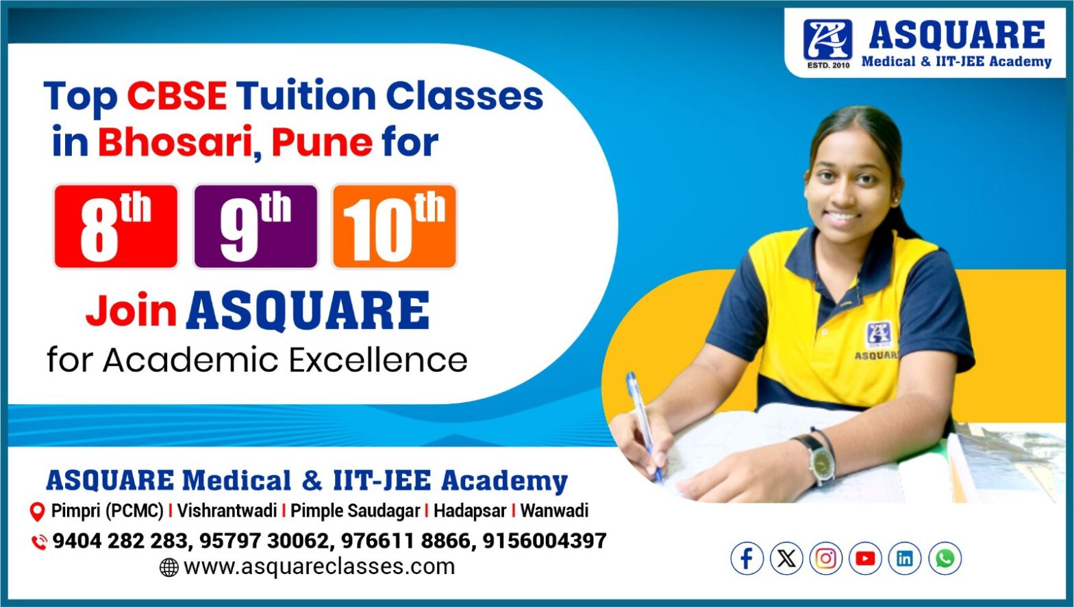 Top CBSE Tuition Classes in Bhosari, Pune for 8th, 9th & 10th – Join ASQUARE for Academic Excellence