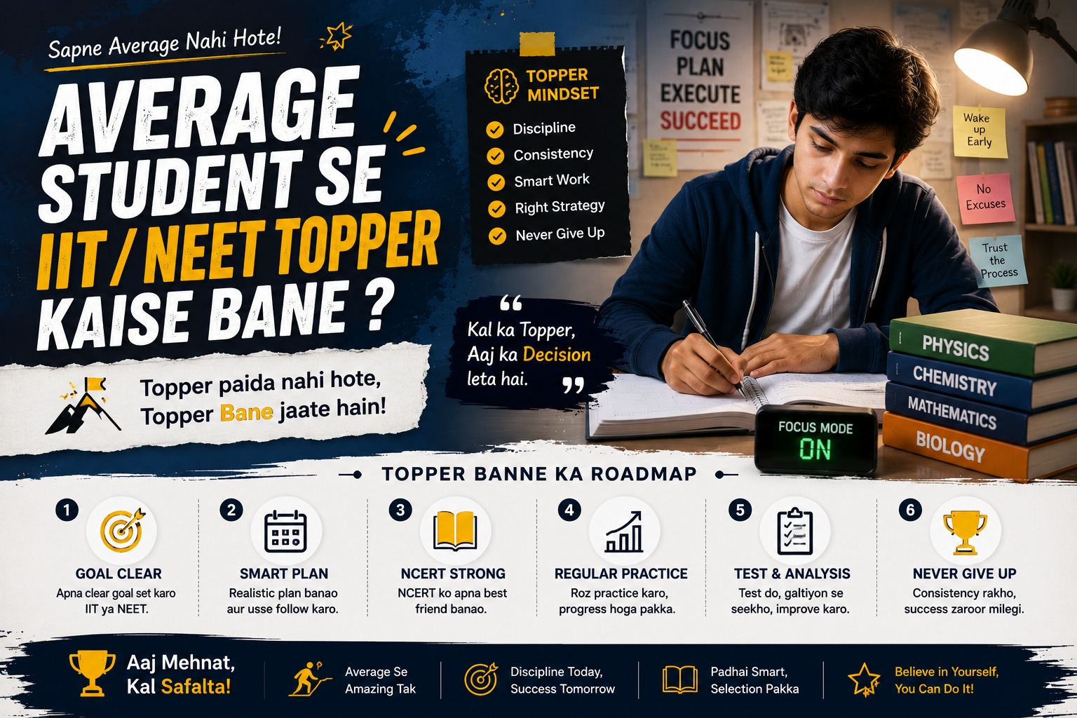 How Can an Average Student Become an IIT-JEE or NEET Topper?
