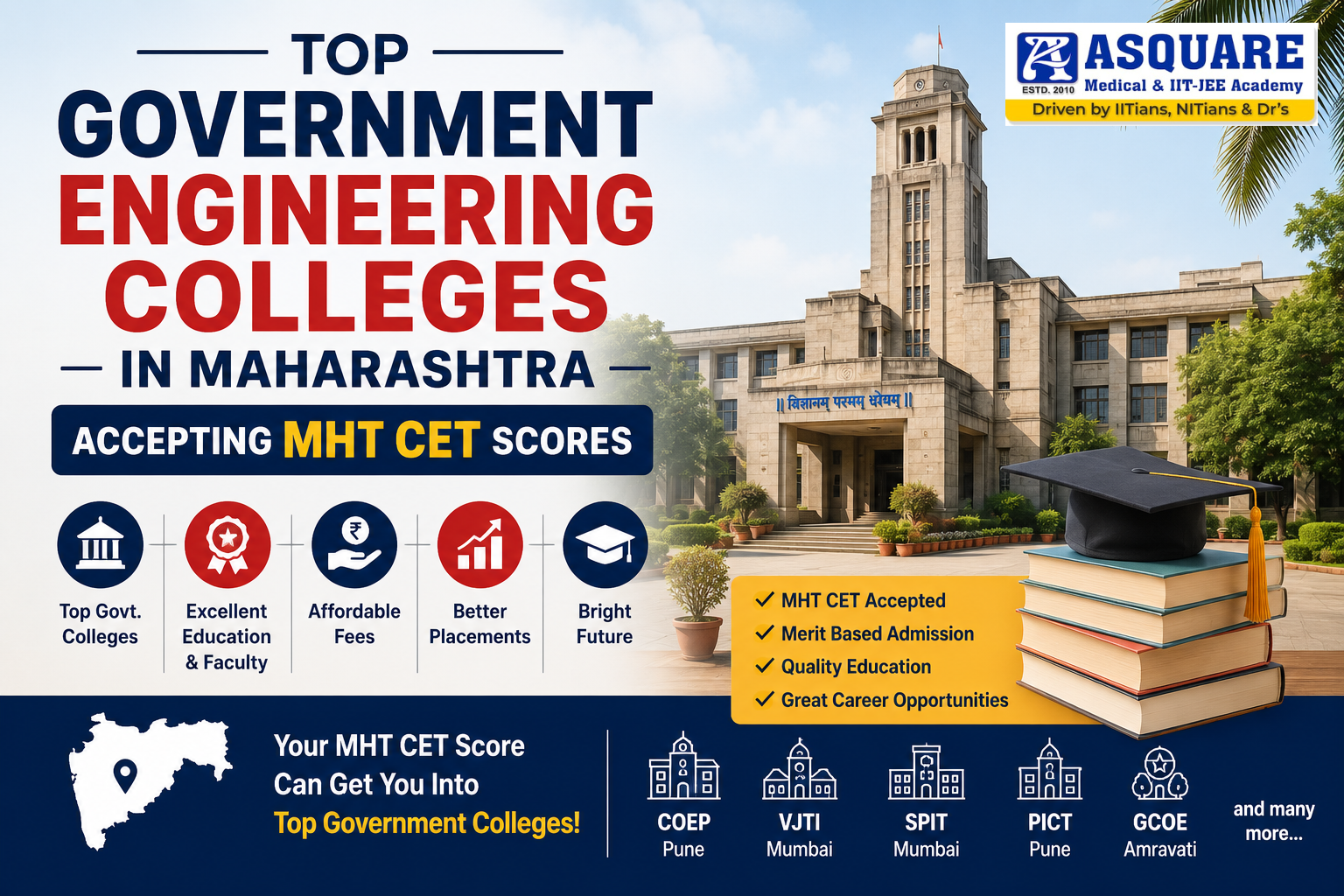 Top Government Engineering Colleges in Maharashtra Accepting MHT CET Scores